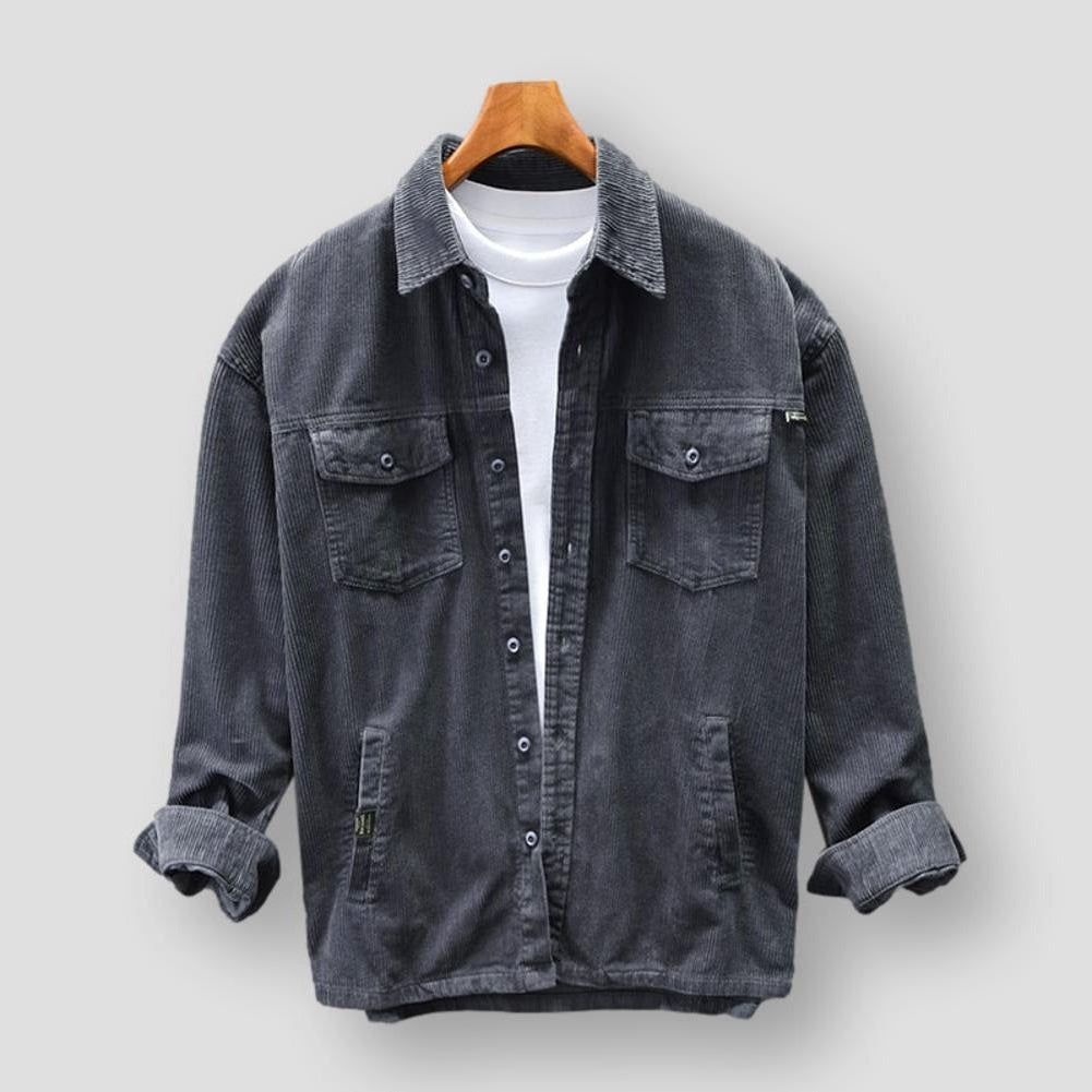 Herren Cordhemd Kollektion – Stilvolle Freizeithemden-Grau-S-Luzern Mode