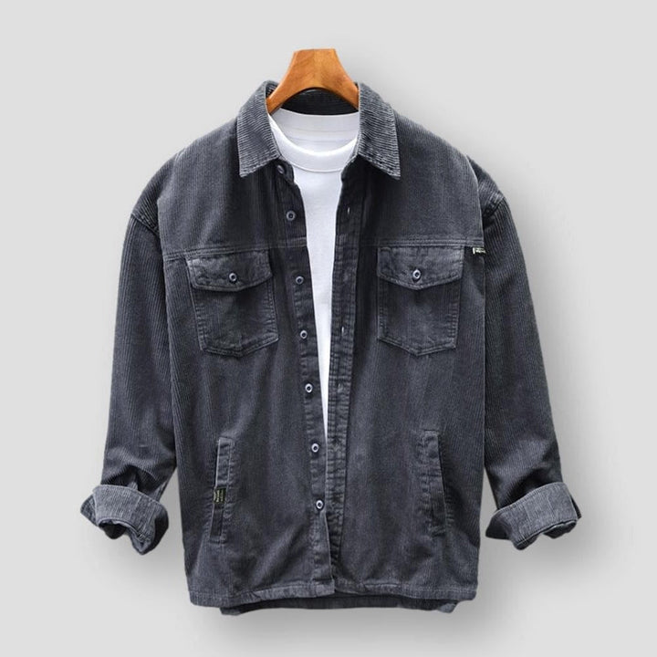 Herren Cordhemd Kollektion – Stilvolle Freizeithemden-Grau-S-Luzern Mode