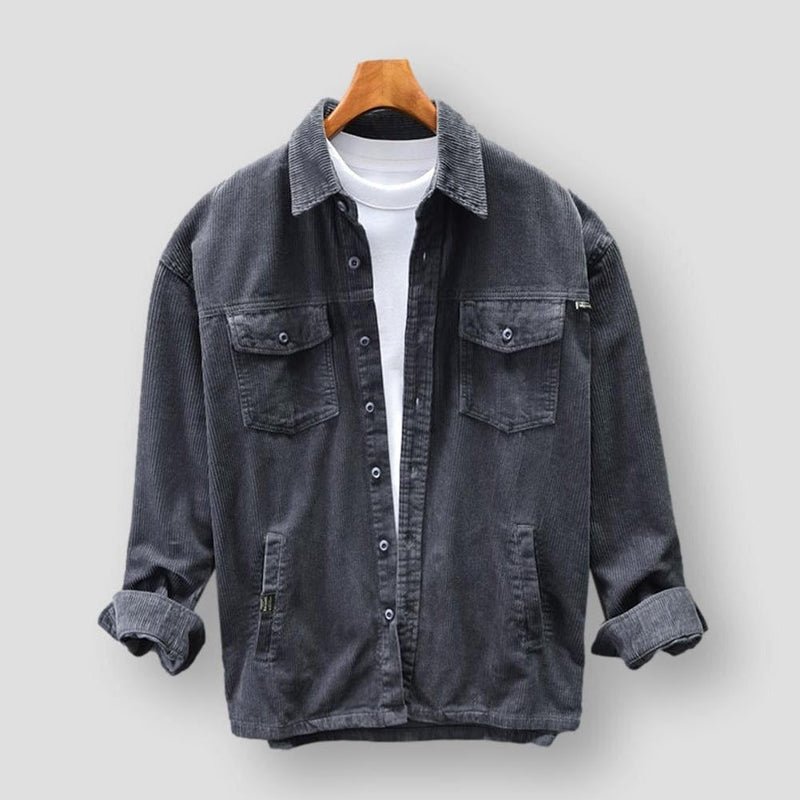 Herren Cordhemd Kollektion – Stilvolle Freizeithemden-Grau-S-Luzern Mode