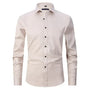 Herren Businesshemd bügelfrei mit Anti-Falten-Technologie-Beige-XS-Luzern Mode