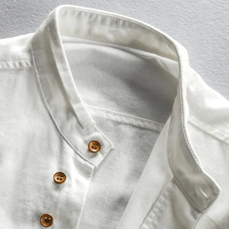 Herren Stehkragenhemd mit Knopfleiste – Eleganter Look-Luzern Mode