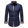 Herrenhemd mit Muster - Elegantes Langarm Businesshemd-Dunkelblau-S-Luzern Mode
