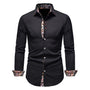 Herrenhemd mit Muster - Elegantes Langarm Businesshemd-Schwarz-S-Luzern Mode