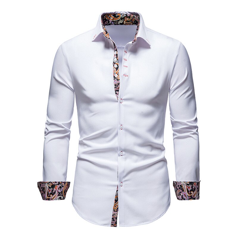 Herrenhemd mit Muster - Elegantes Langarm Businesshemd-Weiß-S-Luzern Mode