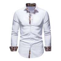 Herrenhemd mit Muster - Elegantes Langarm Businesshemd-Weiß-S-Luzern Mode