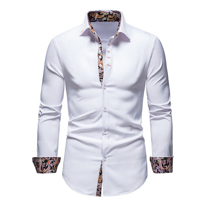 Herrenhemd mit Muster - Elegantes Langarm Businesshemd-Weiß-S-Luzern Mode