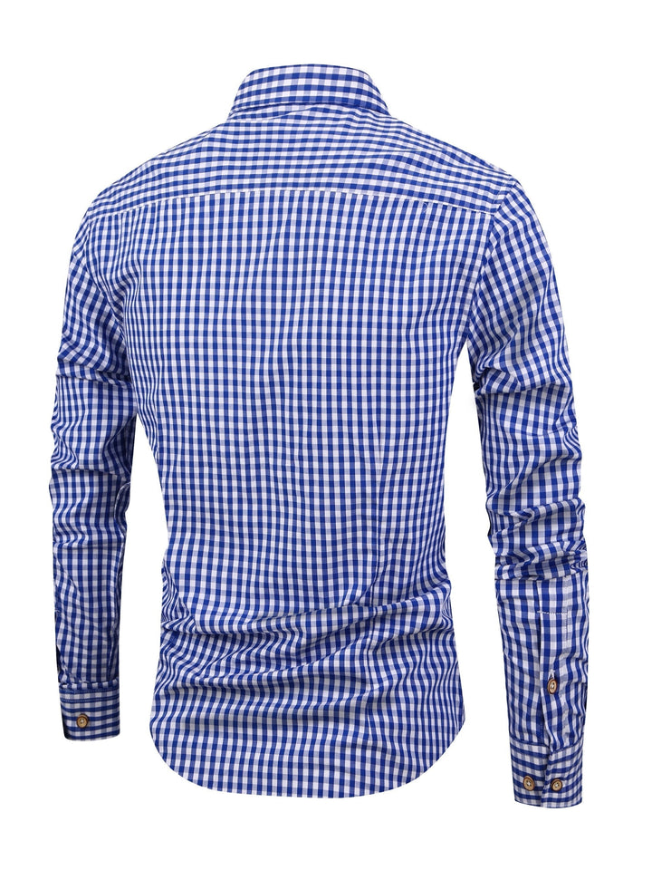Herren Karohemd Langarm Business Freizeit Hemd Slim Fit-Luzern Mode