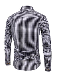 Herren Karohemd Langarm Business Freizeit Hemd Slim Fit-Luzern Mode