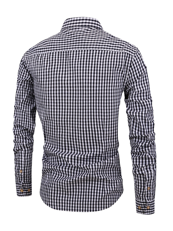 Herren Karohemd Langarm Business Freizeit Hemd Slim Fit-Luzern Mode