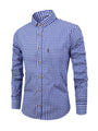Herren Karohemd Langarm Business Freizeit Hemd Slim Fit-Dunkelblau-XS-Luzern Mode