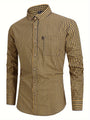 Herren Karohemd Langarm Business Freizeit Hemd Slim Fit-Gelb-XS-Luzern Mode