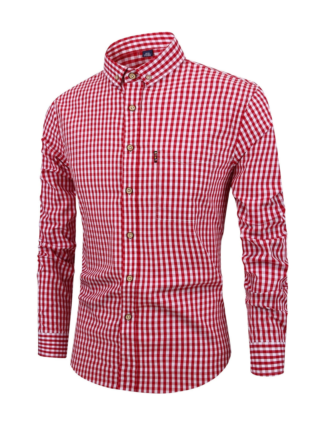 Herren Karohemd Langarm Business Freizeit Hemd Slim Fit-Rot-XS-Luzern Mode