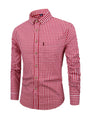 Herren Karohemd Langarm Business Freizeit Hemd Slim Fit-Rot-XS-Luzern Mode