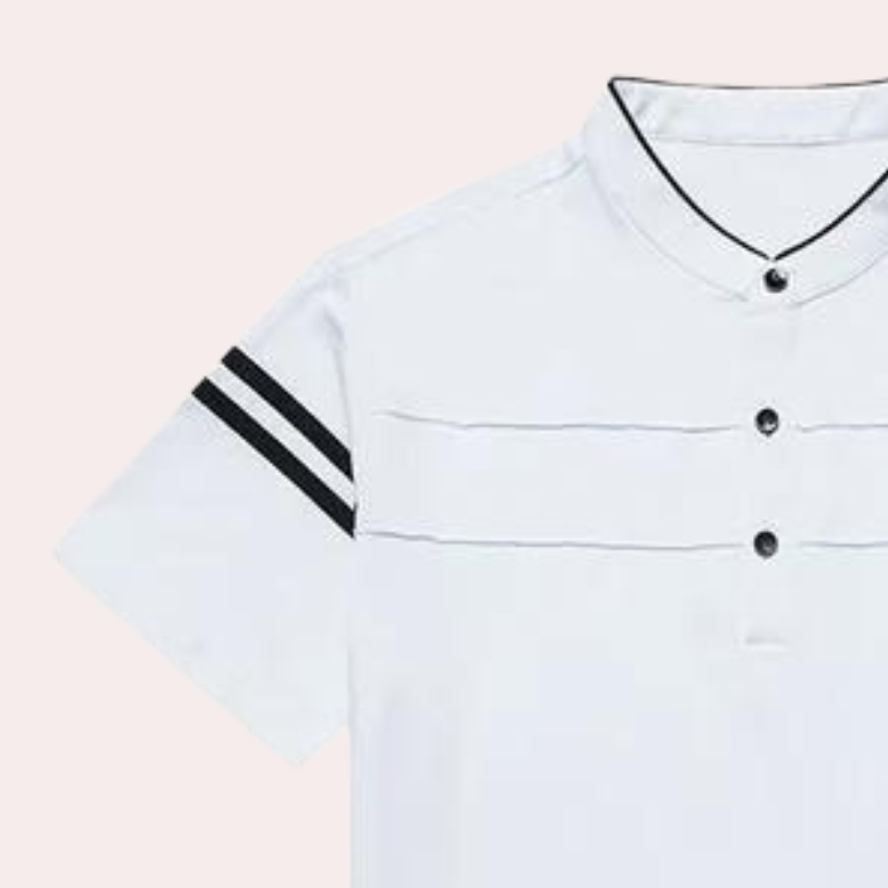 Herren Polohemd mit Streifen und Stehkragen Design-Luzern Mode