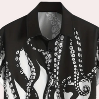 Herren Kurzarmhemd mit Oktopus-Design für Sommermode-Luzern Mode