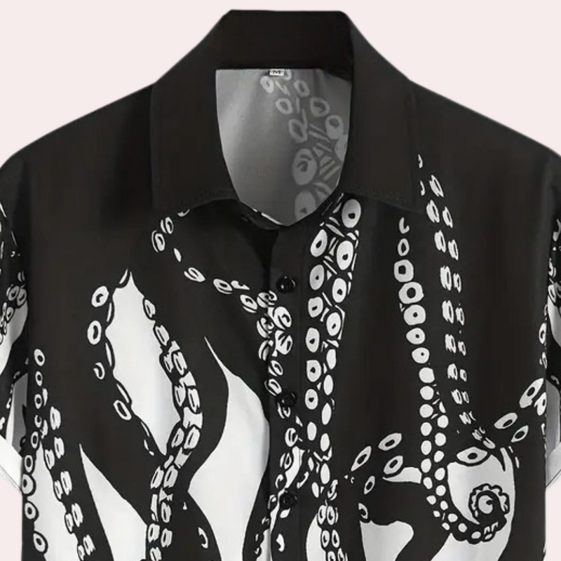 Herren Kurzarmhemd mit Oktopus-Design für Sommermode-Luzern Mode