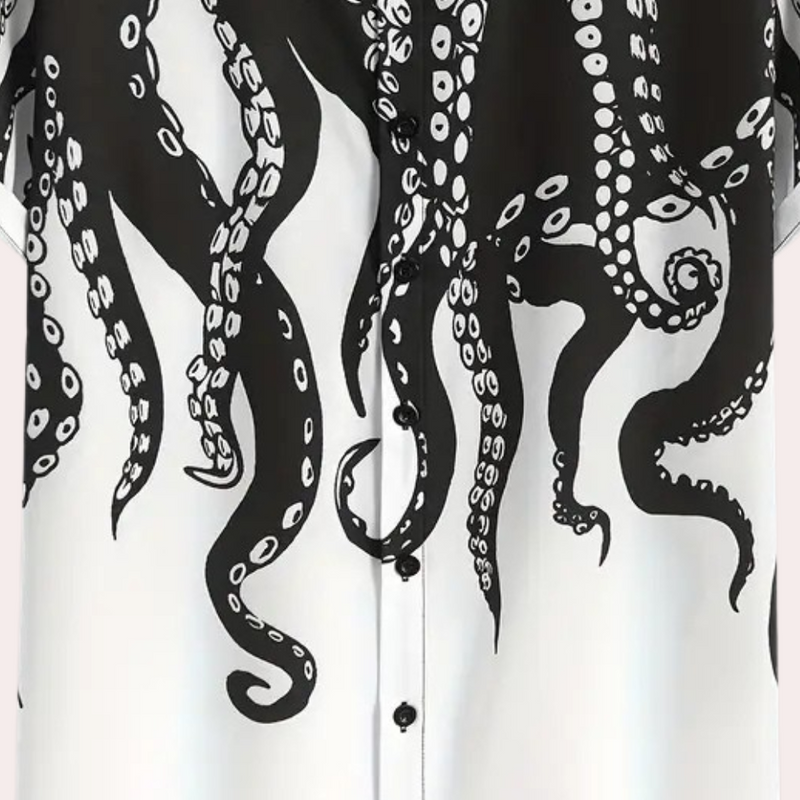 Herren Kurzarmhemd mit Oktopus-Design für Sommermode-Luzern Mode