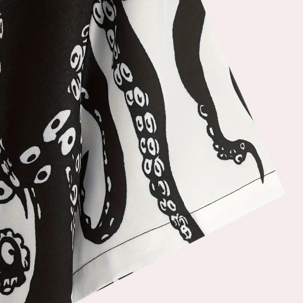 Herren Kurzarmhemd mit Oktopus-Design für Sommermode-Luzern Mode