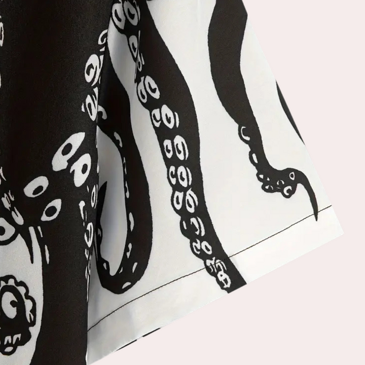 Herren Kurzarmhemd mit Oktopus-Design für Sommermode-Luzern Mode
