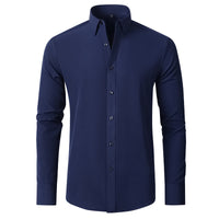 Herren Businesshemd Langarm - Elegantes Bügelhemd Slim Fit-Dunkelblau-38-Luzern Mode