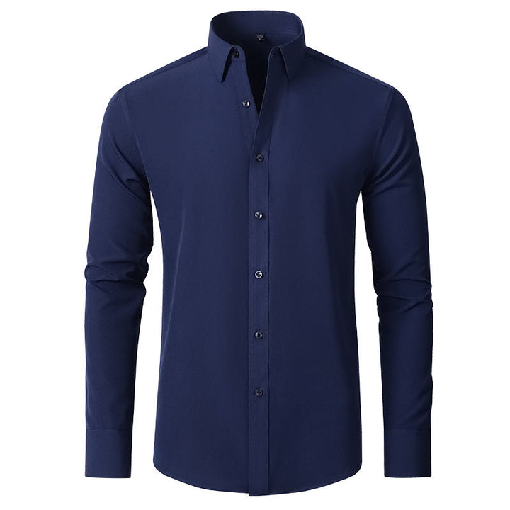 Herren Businesshemd Langarm - Elegantes Bügelhemd Slim Fit-Dunkelblau-38-Luzern Mode