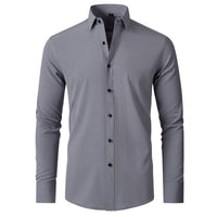 Herren Businesshemd Langarm - Elegantes Bügelhemd Slim Fit-Grau-38-Luzern Mode