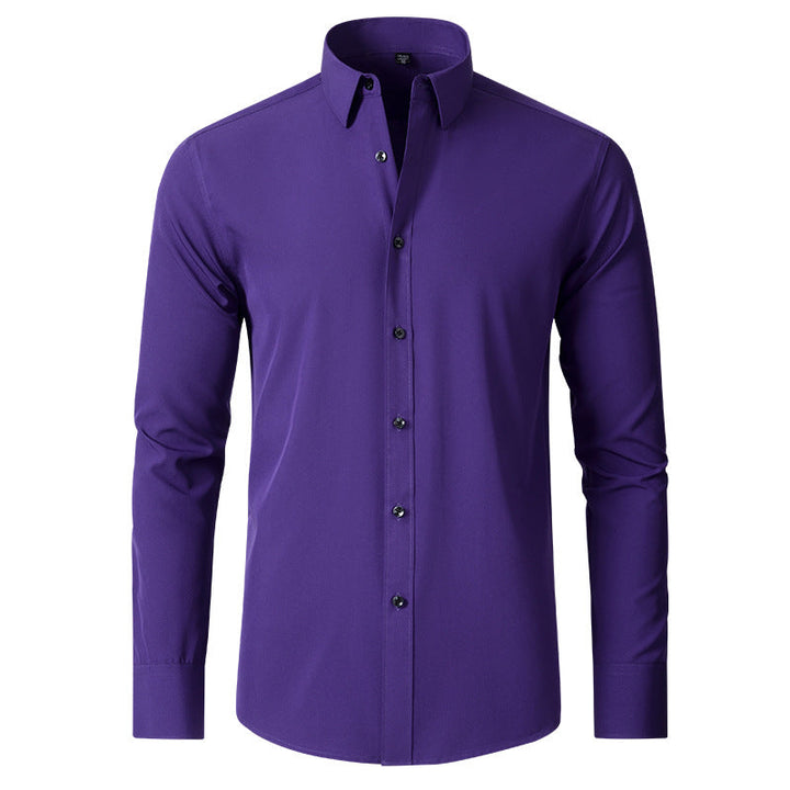 Herren Businesshemd Langarm - Elegantes Bügelhemd Slim Fit-Lila-38-Luzern Mode
