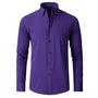 Herren Businesshemd Langarm - Elegantes Bügelhemd Slim Fit-Lila-38-Luzern Mode