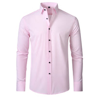 Herren Businesshemd Langarm - Elegantes Bügelhemd Slim Fit-Rosa-38-Luzern Mode