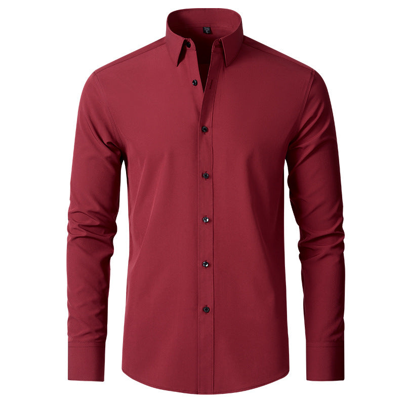 Herren Businesshemd Langarm - Elegantes Bügelhemd Slim Fit-Rot-38-Luzern Mode
