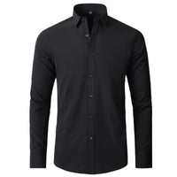 Herren Businesshemd Langarm - Elegantes Bügelhemd Slim Fit-Schwarz-38-Luzern Mode