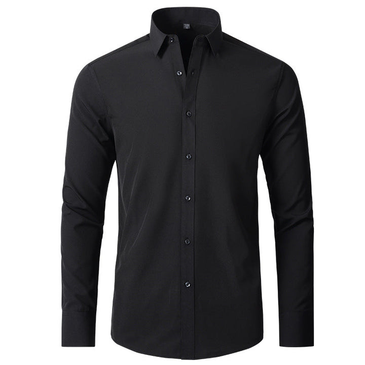 Herren Businesshemd Langarm - Elegantes Bügelhemd Slim Fit-Schwarz-38-Luzern Mode