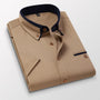 Herrenhemd | Kurzarm | Regulär Fit | Knöpfe | Kragen | Einfarbig-Khaki-M-Luzern Mode