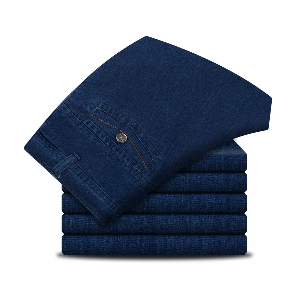 Herrenjeans | Hoher Bund | Gerade Beine | Blau | Klassische Passform-Dunkelblau-30WX30L（50-60kg）-Luzern Mode