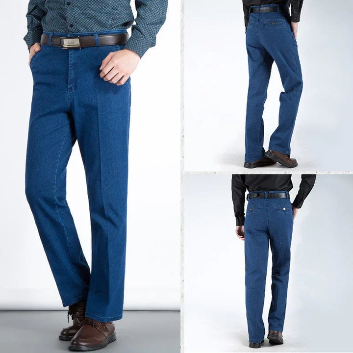 Herrenjeans | Hoher Bund | Gerade Beine | Blau | Klassische Passform-Luzern Mode