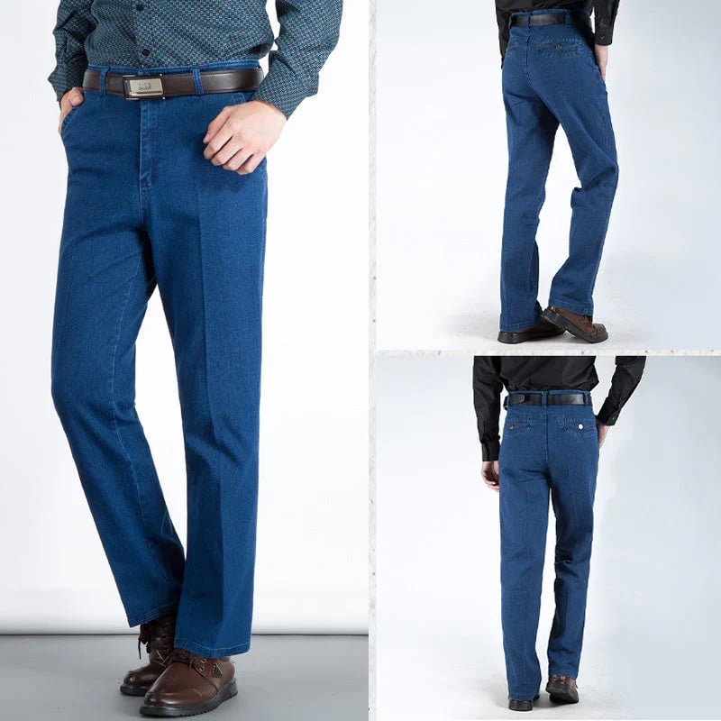 Herrenjeans | Hoher Bund | Gerade Beine | Blau | Klassische Passform-Luzern Mode