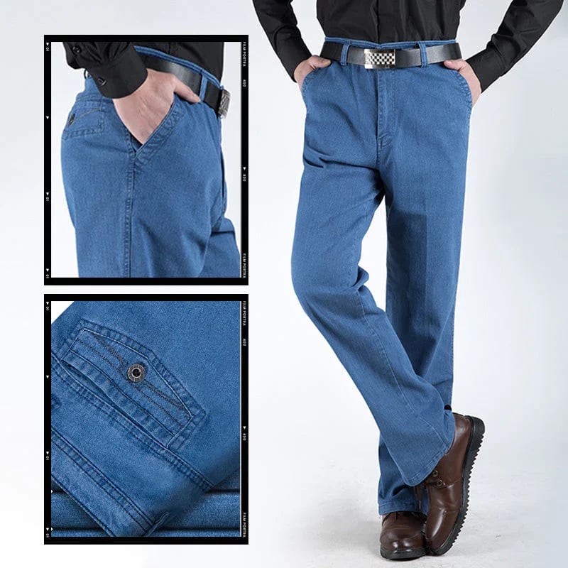 Herrenjeans | Hoher Bund | Gerade Beine | Blau | Klassische Passform-Luzern Mode