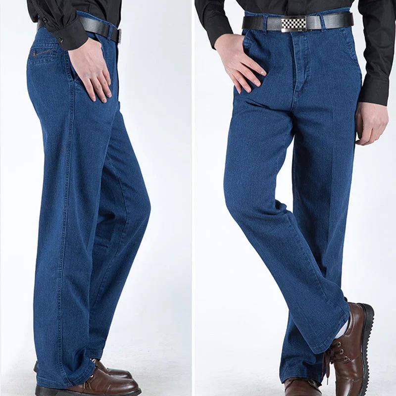 Herrenjeans | Hoher Bund | Gerade Beine | Blau | Klassische Passform-Luzern Mode