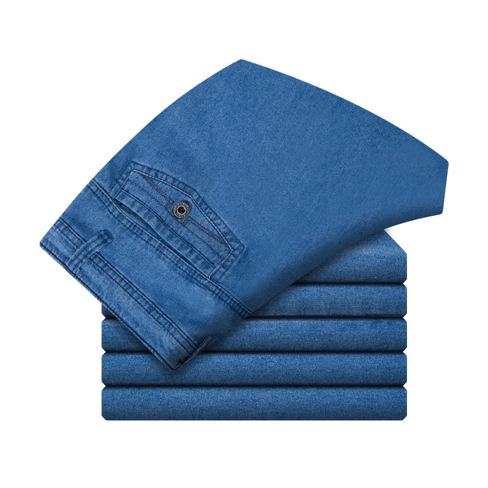 Herrenjeans | Hoher Bund | Gerade Beine | Blau | Klassische Passform-Hellblau-30WX30L（50-60kg）-Luzern Mode