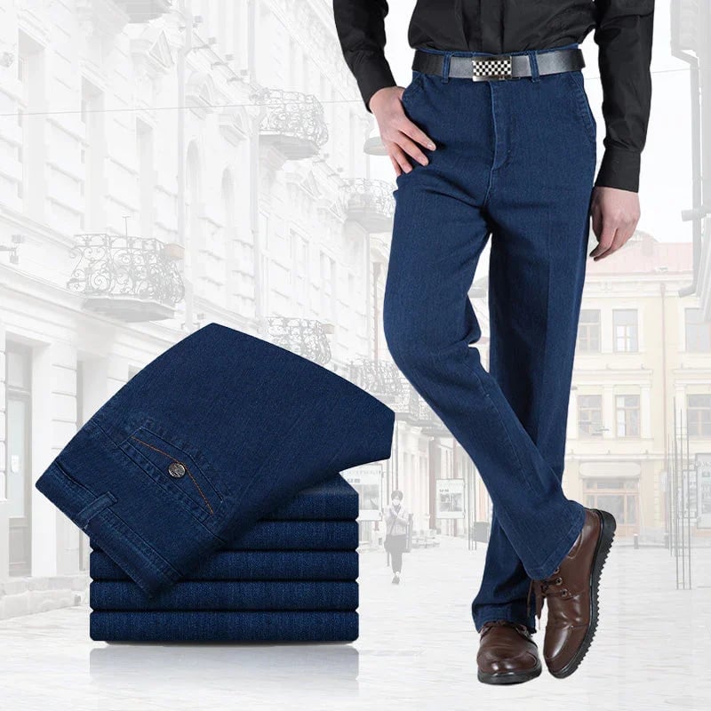 Herrenjeans | Hoher Bund | Gerade Beine | Blau | Klassische Passform-Luzern Mode
