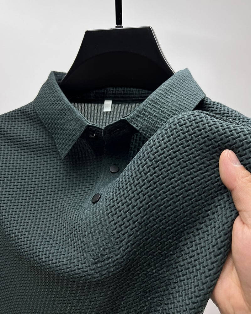 Herrenpoloshirt | Mesh | Kurze Ärmel | Einfarbig | Knöpfe | Kragen-Grün-M-Luzern Mode