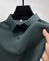 Herrenpoloshirt | Mesh | Kurze Ärmel | Einfarbig | Knöpfe | Kragen-Grün-M-Luzern Mode