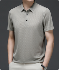 Herrenpoloshirt | Mesh | Kurze Ärmel | Einfarbig | Knöpfe | Kragen-Luzern Mode
