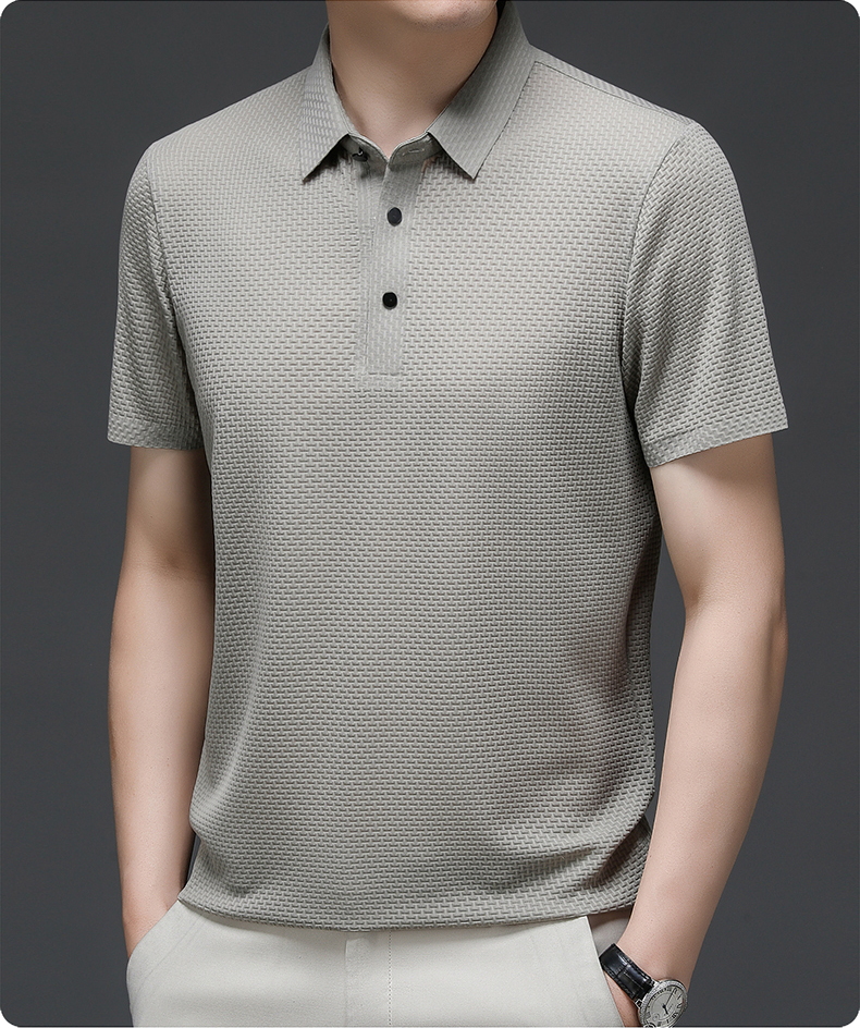 Herrenpoloshirt | Mesh | Kurze Ärmel | Einfarbig | Knöpfe | Kragen-Luzern Mode