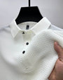 Herrenpoloshirt | Mesh | Kurze Ärmel | Einfarbig | Knöpfe | Kragen-Weiß-M-Luzern Mode
