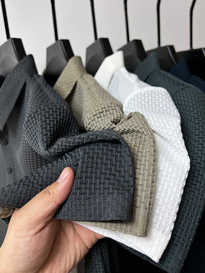 Herrenpoloshirt | Mesh | Kurze Ärmel | Einfarbig | Knöpfe | Kragen-Luzern Mode