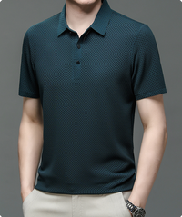Herrenpoloshirt | Mesh | Kurze Ärmel | Einfarbig | Knöpfe | Kragen-Luzern Mode