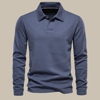 Herren Langarm Poloshirt für Freizeit und Büro Look-Blau-S-Luzern Mode