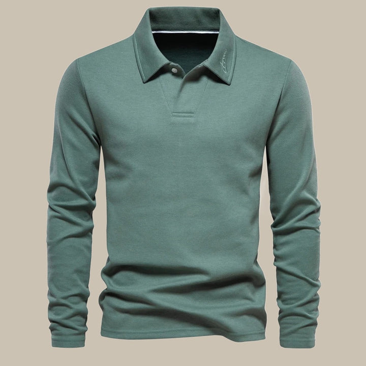 Herren Langarm Poloshirt für Freizeit und Büro Look-Grün-S-Luzern Mode