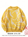Herren Strickpullover aus Kaschmir für kalte Tage-Gelb-S-Luzern Mode